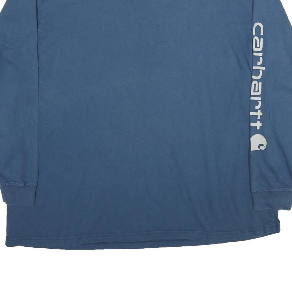 CARHARTT Mens Blue Long Sleeve Crew Neck Cotton T-Shirt 2XL Logo Print