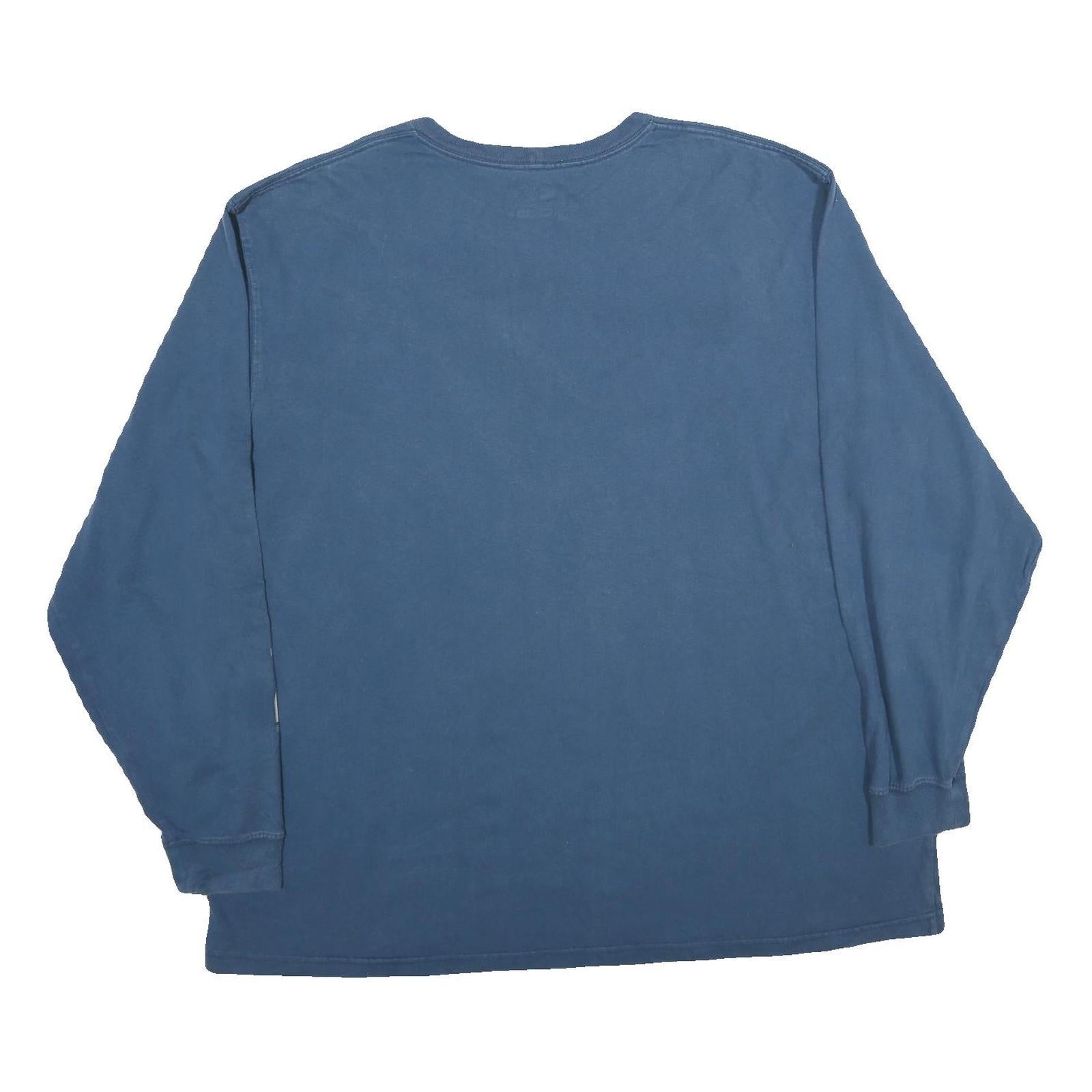 CARHARTT Mens Blue Long Sleeve Crew Neck Cotton T-Shirt 2XL Logo Print