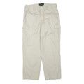 Beige Mens Cotton Blend Regular Cargo Trousers W34 L28 Casual Workwear Zip