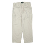 Beige Mens Cotton Blend Regular Cargo Trousers W34 L28 Casual Workwear Zip