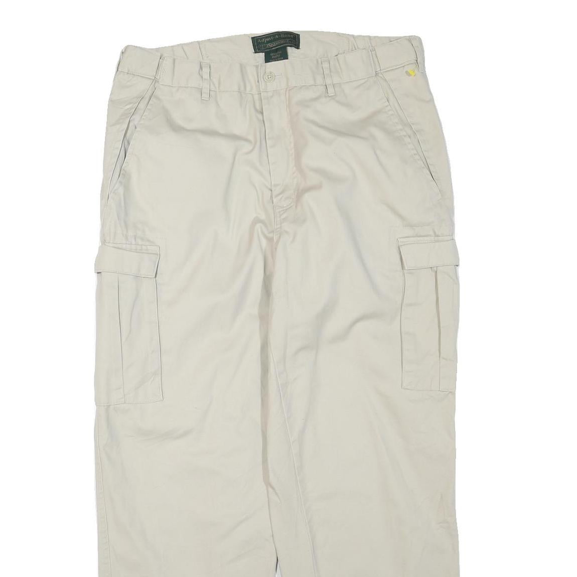 Beige Mens Cotton Blend Regular Cargo Trousers W34 L28 Casual Workwear Zip