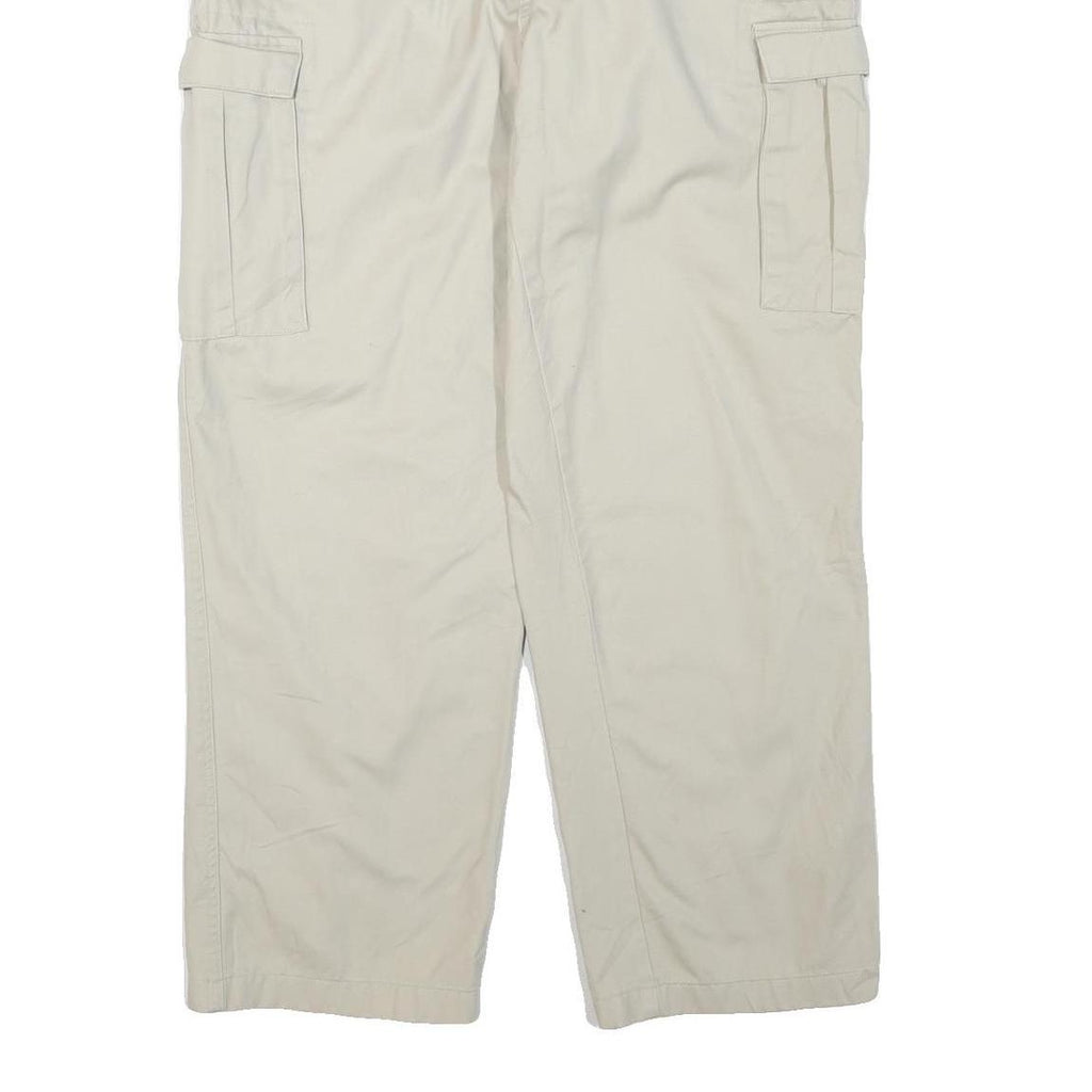 Beige Mens Cotton Blend Regular Cargo Trousers W34 L28 Casual Workwear Zip