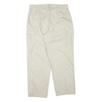 Beige Mens Cotton Blend Regular Cargo Trousers W34 L28 Casual Workwear Zip