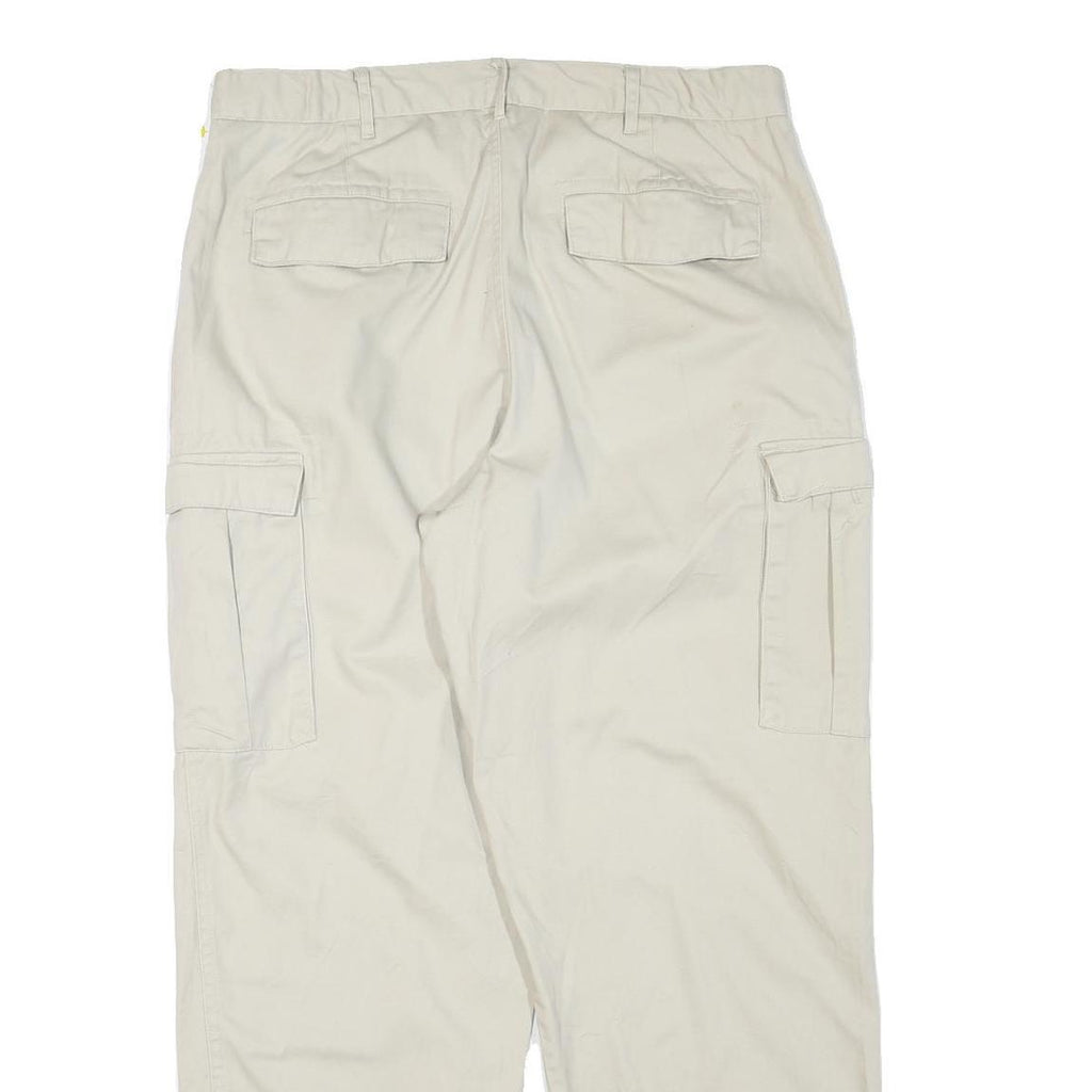 Beige Mens Cotton Blend Regular Cargo Trousers W34 L28 Casual Workwear Zip