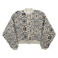 KARL KANI Womens Cream Black Patterned Bomber Jacket XS Polyester Zip