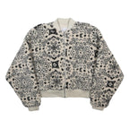 KARL KANI Womens Cream Black Patterned Bomber Jacket XS Polyester Zip