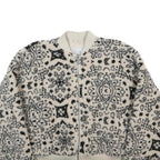 KARL KANI Womens Cream Black Patterned Bomber Jacket XS Polyester Zip
