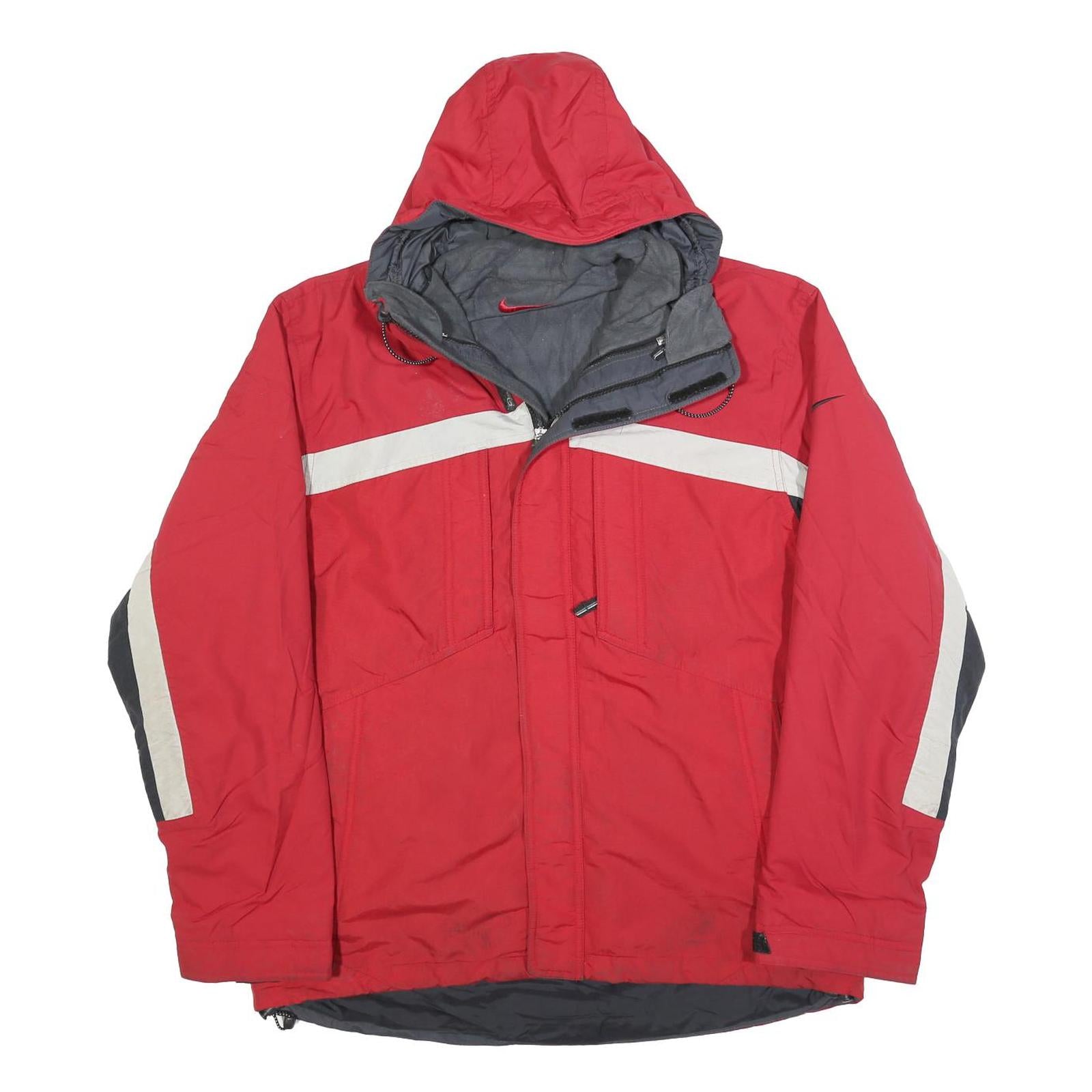 NIKE Mens Red White & Black Zip Jacket M Polyester Blend Sportswear