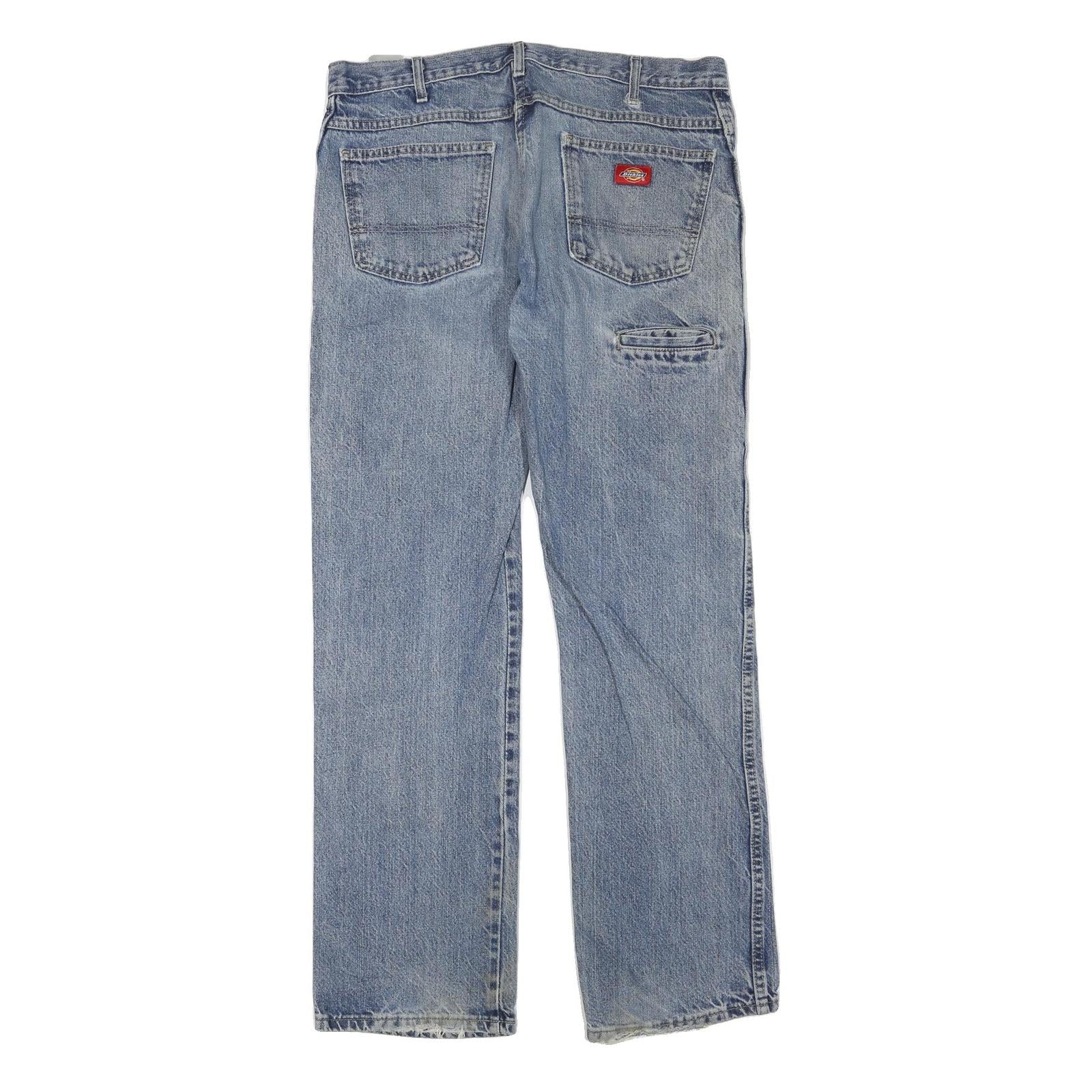 DICKIES Womens Jeans Blue Regular Straight Denim Medium W34 L32 Casual Classic