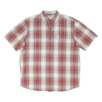 CARHARTT Mens Red & White Check Shirt L Button Down Short Sleeve Casual Workwear