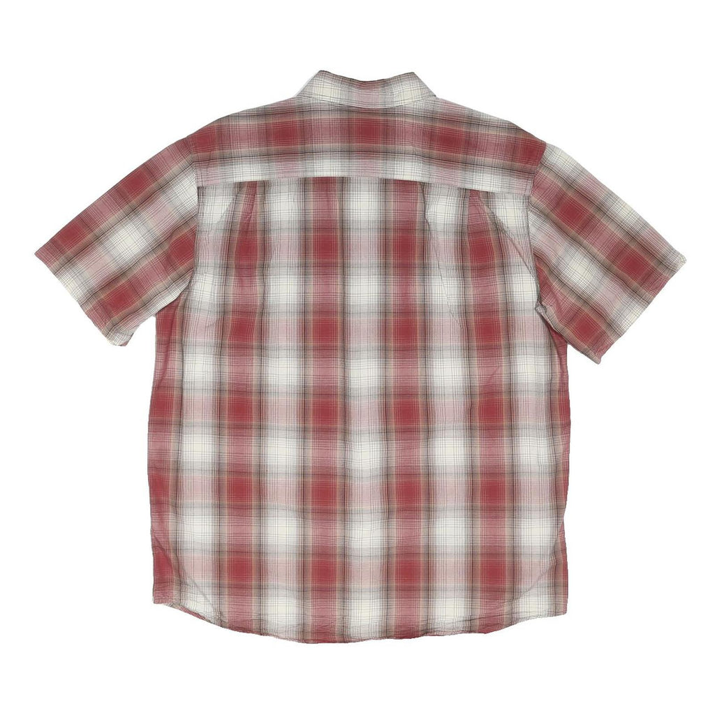 CARHARTT Mens Red & White Check Shirt L Button Down Short Sleeve Casual Workwear