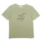 SAINT LAURENT Mens Green Cotton Blend T-Shirt S Short Sleeve Crew Neck Logo