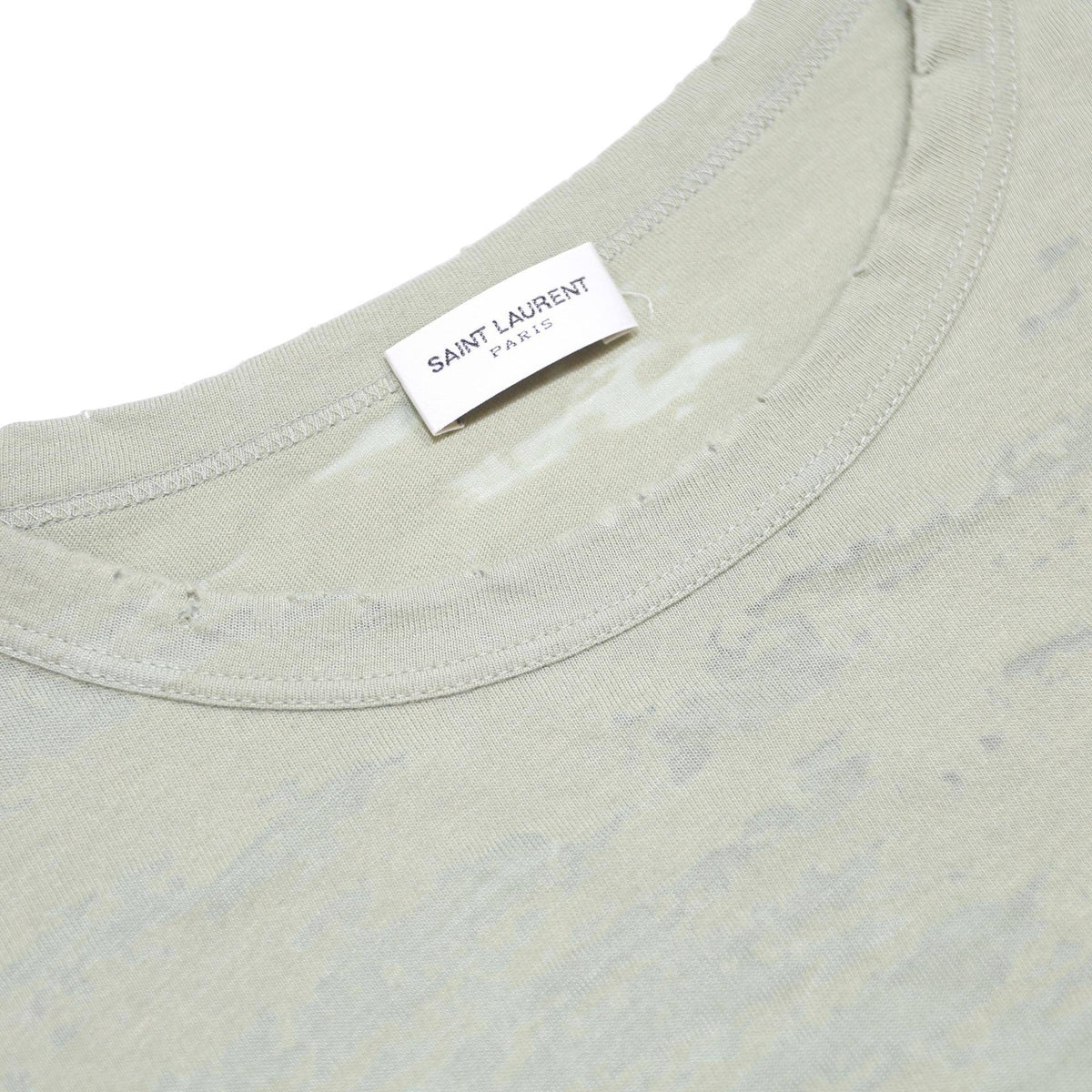 SAINT LAURENT Mens Green Cotton Blend T-Shirt S Short Sleeve Crew Neck Logo