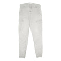 C.O.J Womens Cotton Blend White Slim Cargo Trousers W29 L30 Zip Pockets