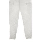 C.O.J Womens Cotton Blend White Slim Cargo Trousers W29 L30 Zip Pockets