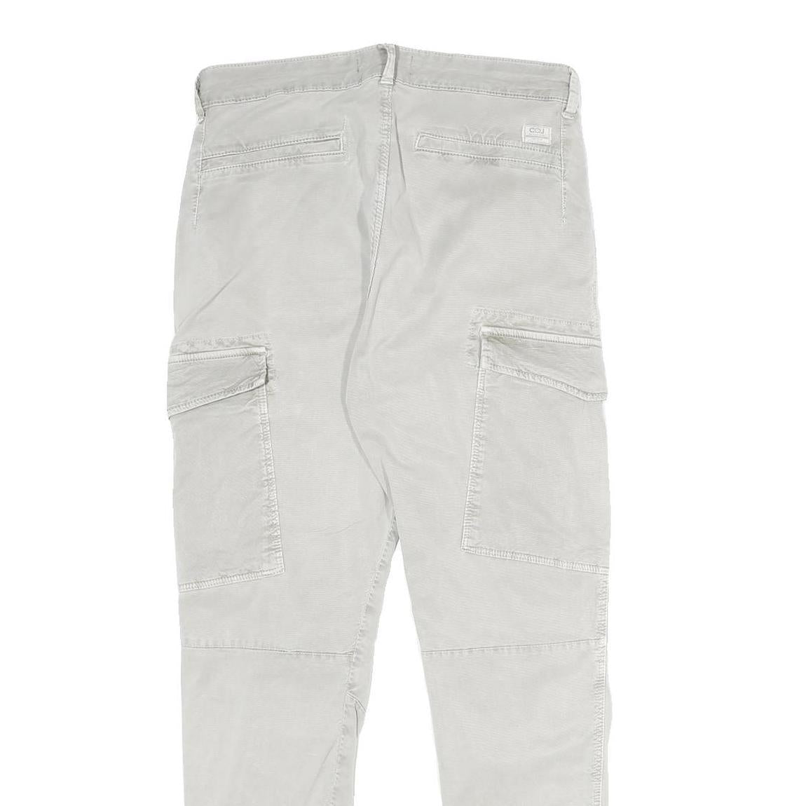 C.O.J Womens Cotton Blend White Slim Cargo Trousers W29 L30 Zip Pockets