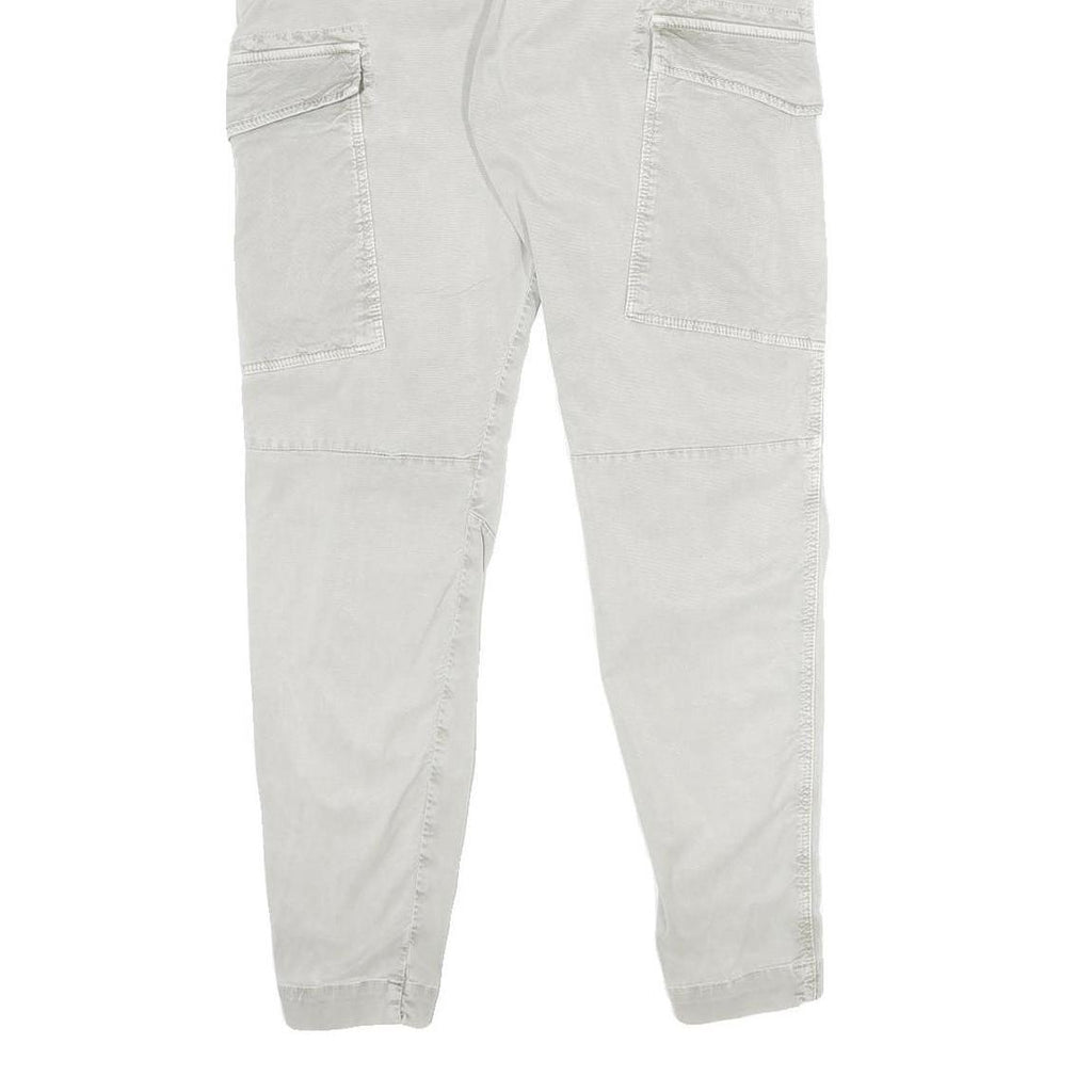 C.O.J Womens Cotton Blend White Slim Cargo Trousers W29 L30 Zip Pockets