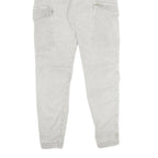 C.O.J Womens Cotton Blend White Slim Cargo Trousers W29 L30 Zip Pockets