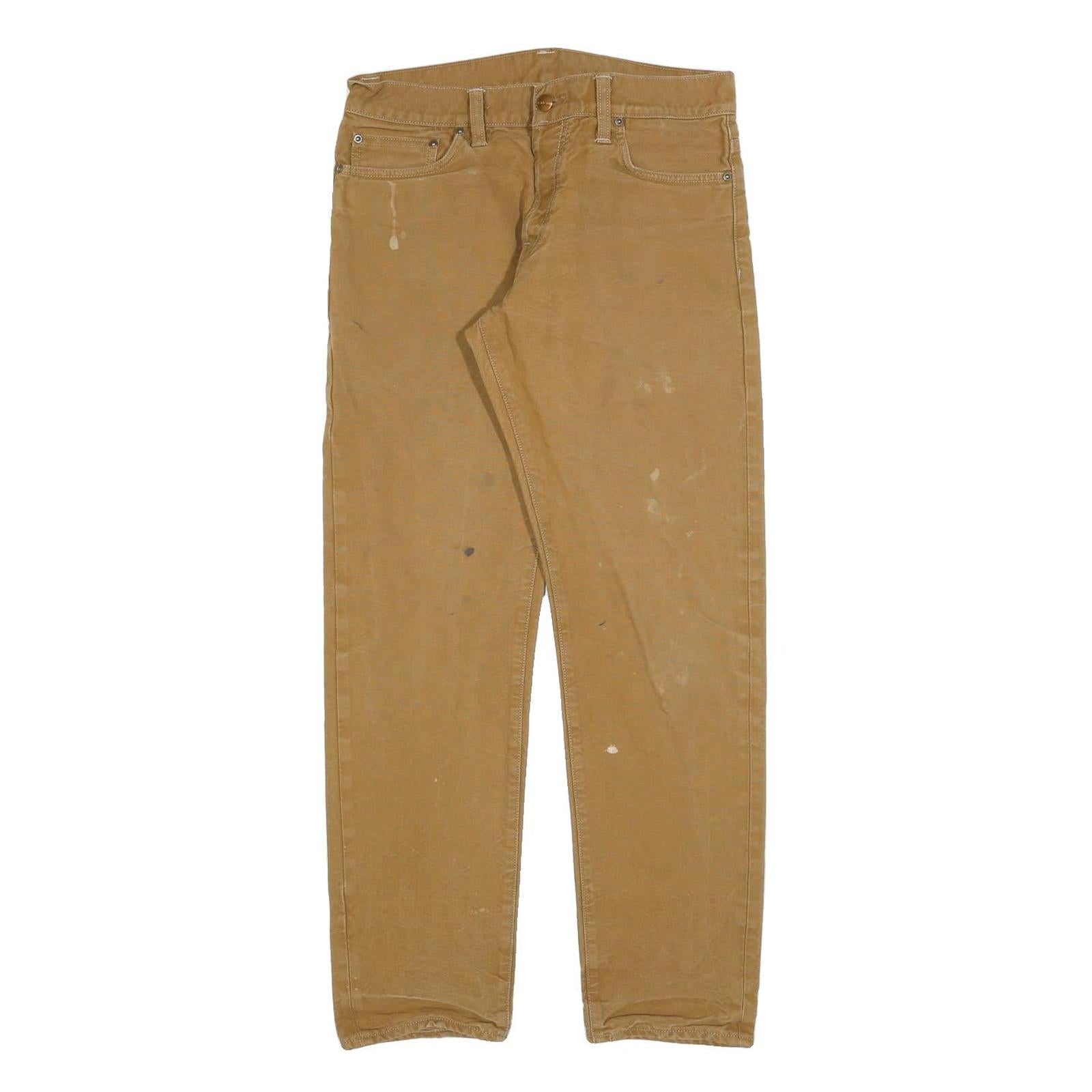 CARHARTT Mens Cotton Blend Beige Slim Straight Trousers W32 L28 Workwear Casual