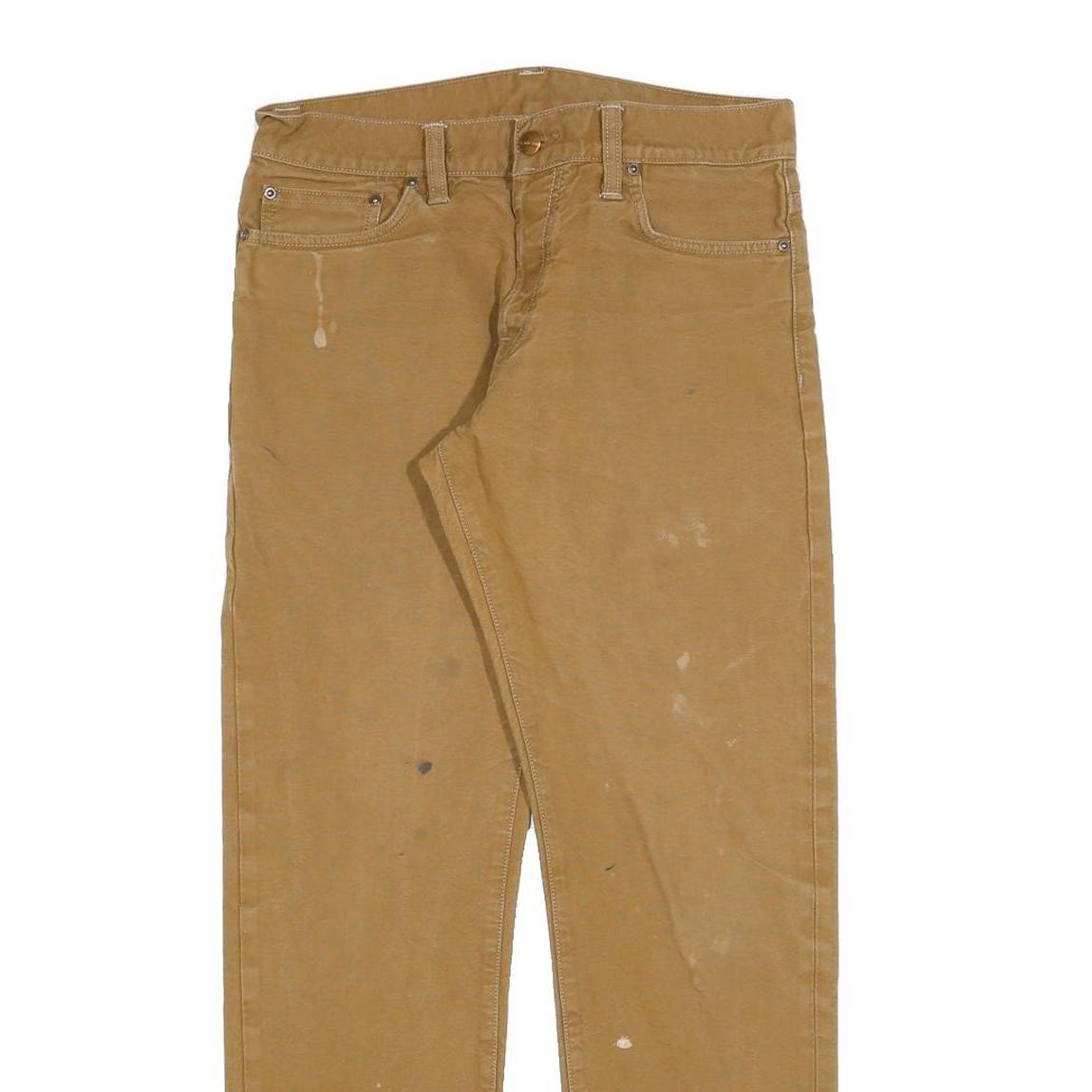 CARHARTT Mens Cotton Blend Beige Slim Straight Trousers W32 L28 Workwear Casual