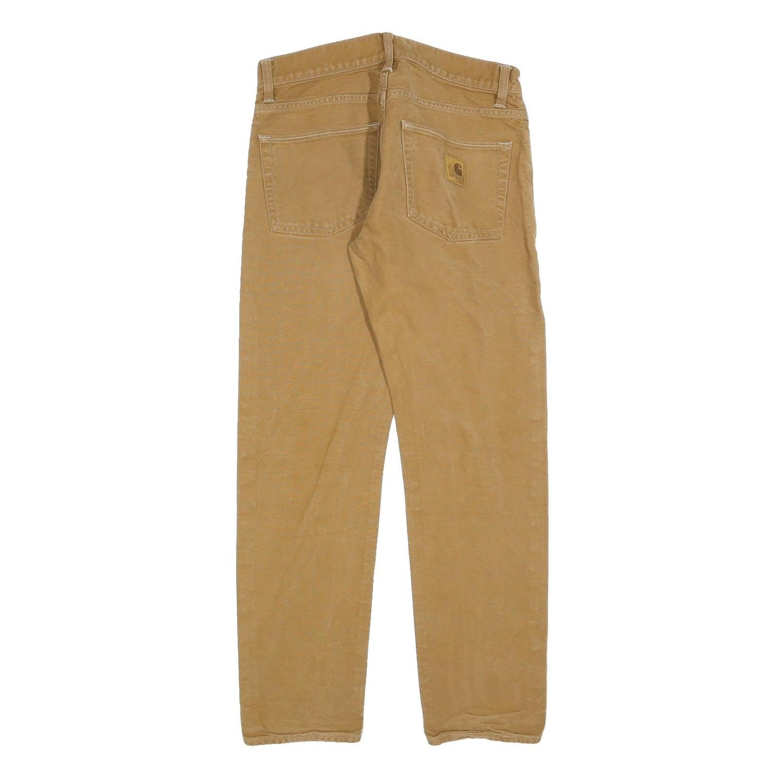 CARHARTT Mens Cotton Blend Beige Slim Straight Trousers W32 L28 Workwear Casual
