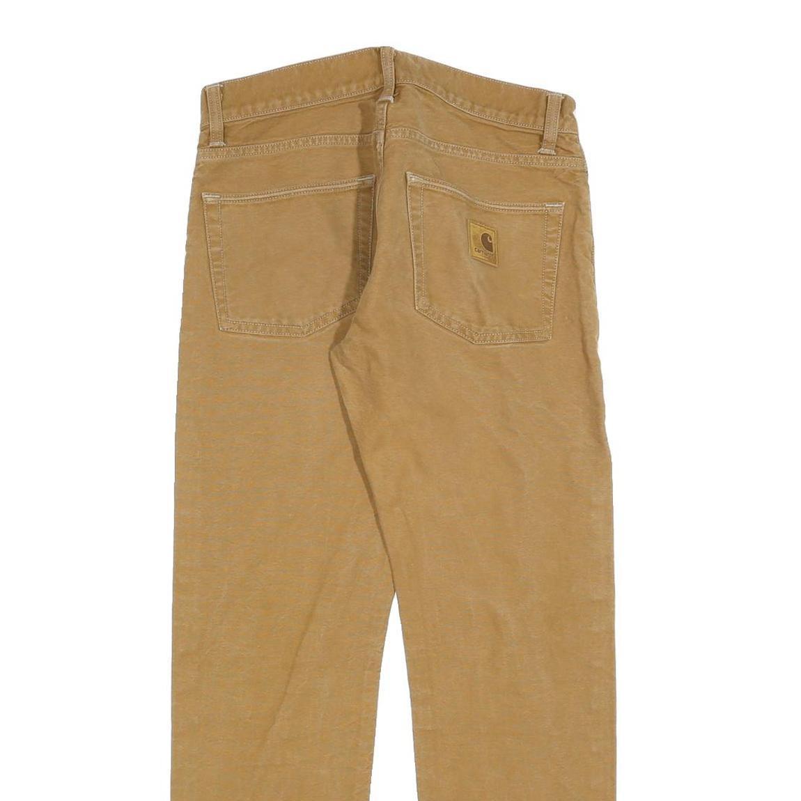 CARHARTT Mens Cotton Blend Beige Slim Straight Trousers W32 L28 Workwear Casual