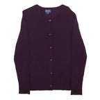 PENDLETON Womens Maroon Plain Jumper Button Neck Basic Knit M Elegant Soft Wool