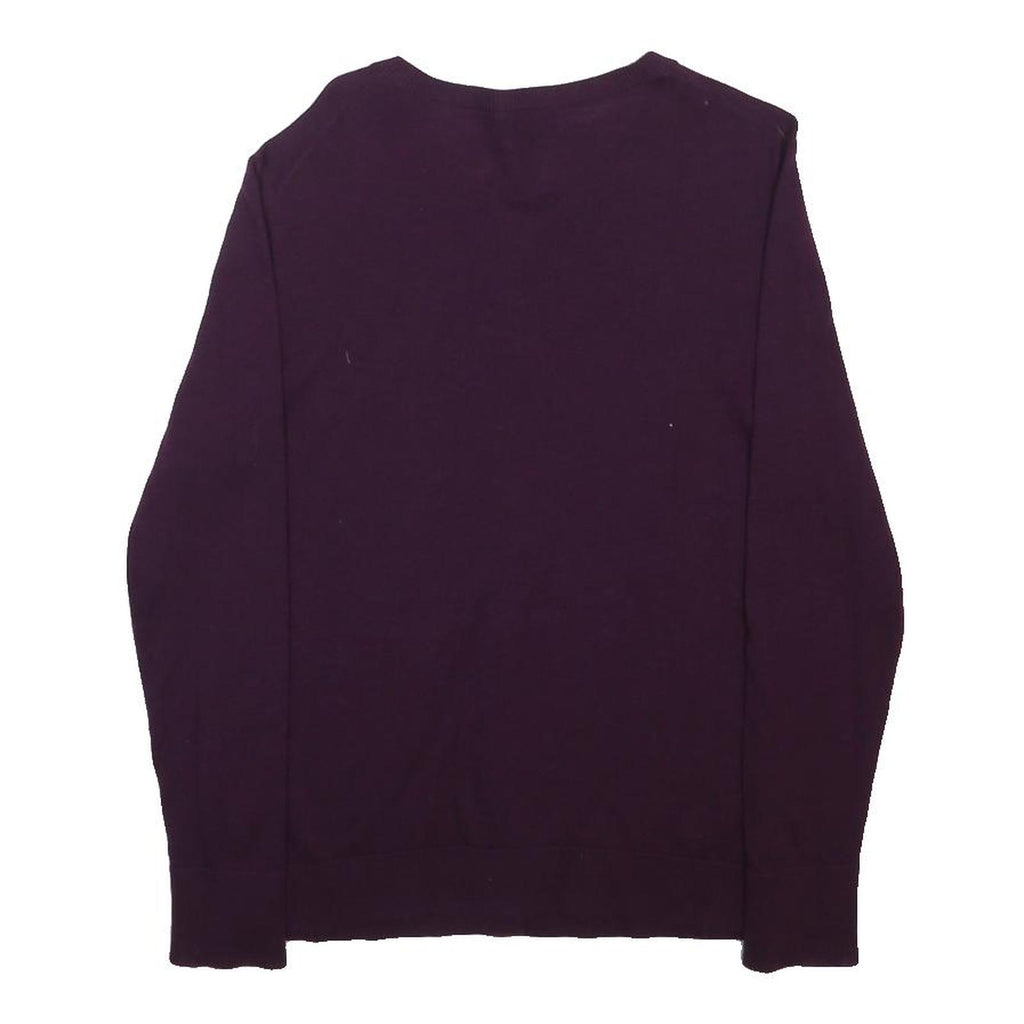 PENDLETON Womens Maroon Plain Jumper Button Neck Basic Knit M Elegant Soft Wool
