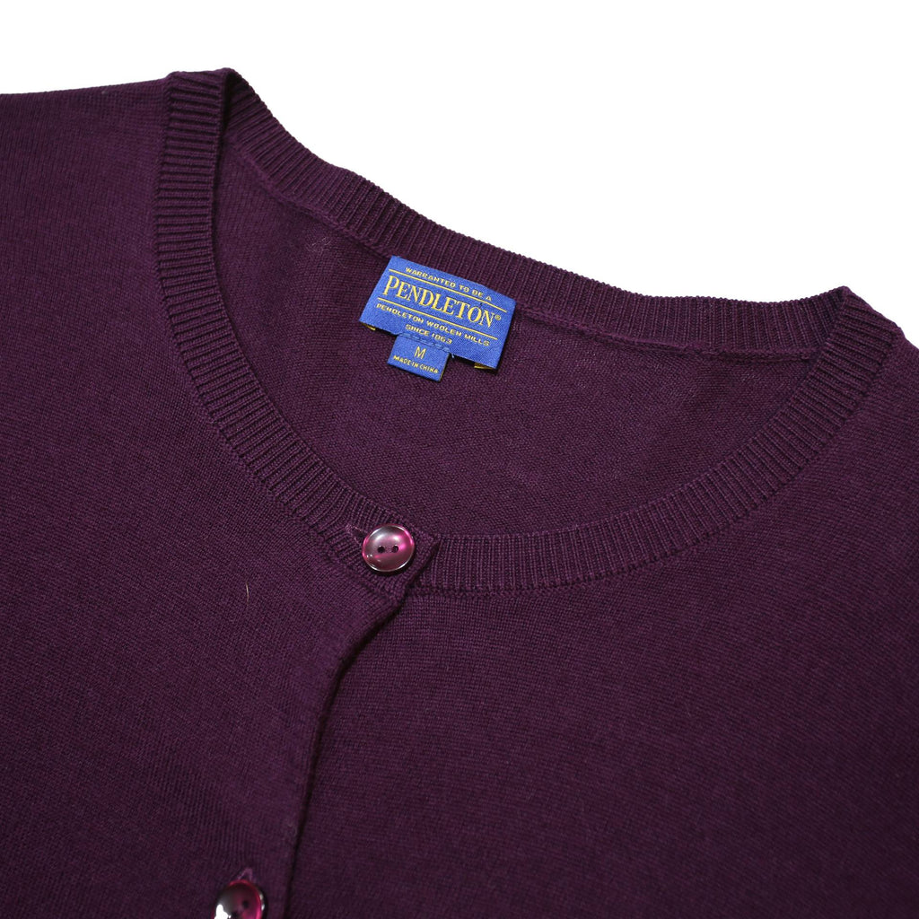 PENDLETON Womens Maroon Plain Jumper Button Neck Basic Knit M Elegant Soft Wool