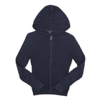 NAUTICA Womens Navy Zip Hoodie Jacket M Cotton Blend Cable Knit Casual