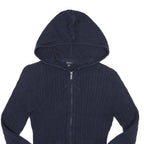 NAUTICA Womens Navy Zip Hoodie Jacket M Cotton Blend Cable Knit Casual