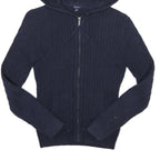 NAUTICA Womens Navy Zip Hoodie Jacket M Cotton Blend Cable Knit Casual