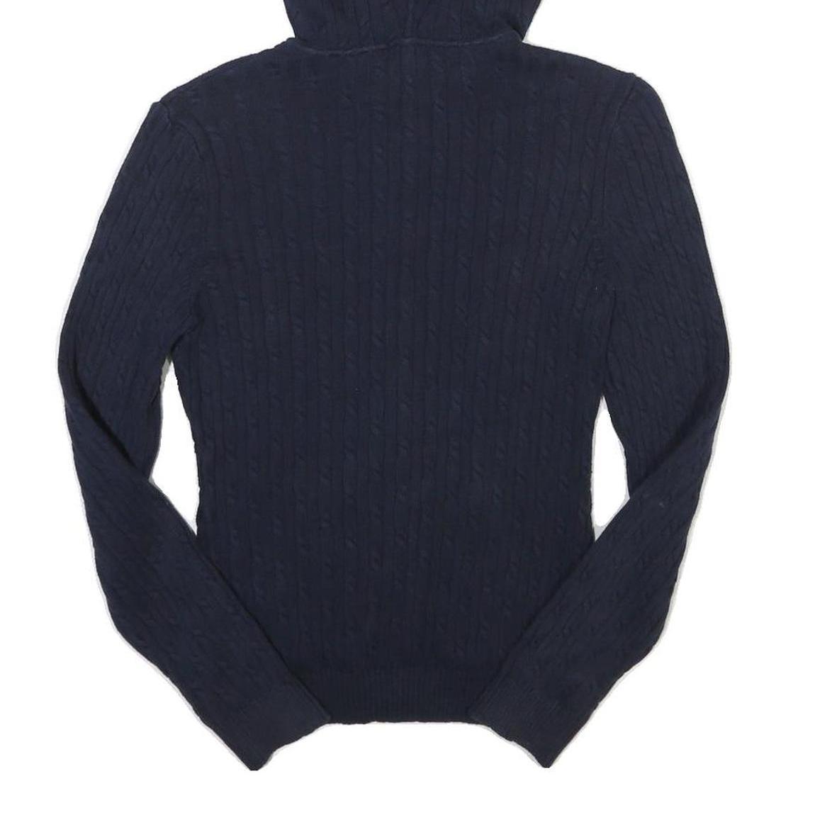 NAUTICA Womens Navy Zip Hoodie Jacket M Cotton Blend Cable Knit Casual