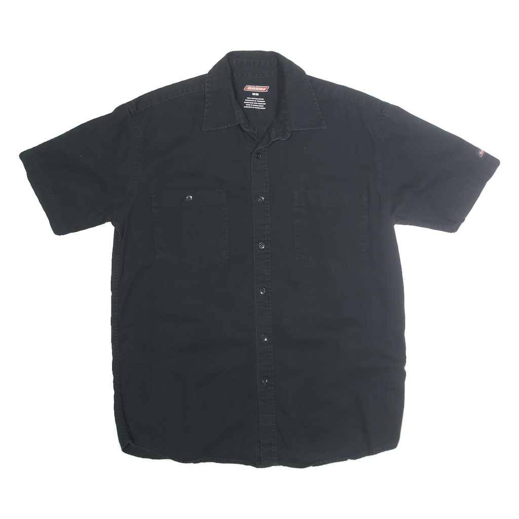 DICKIES Mens Black Work Shirt Short Sleeve Cotton Blend M Casual Durable