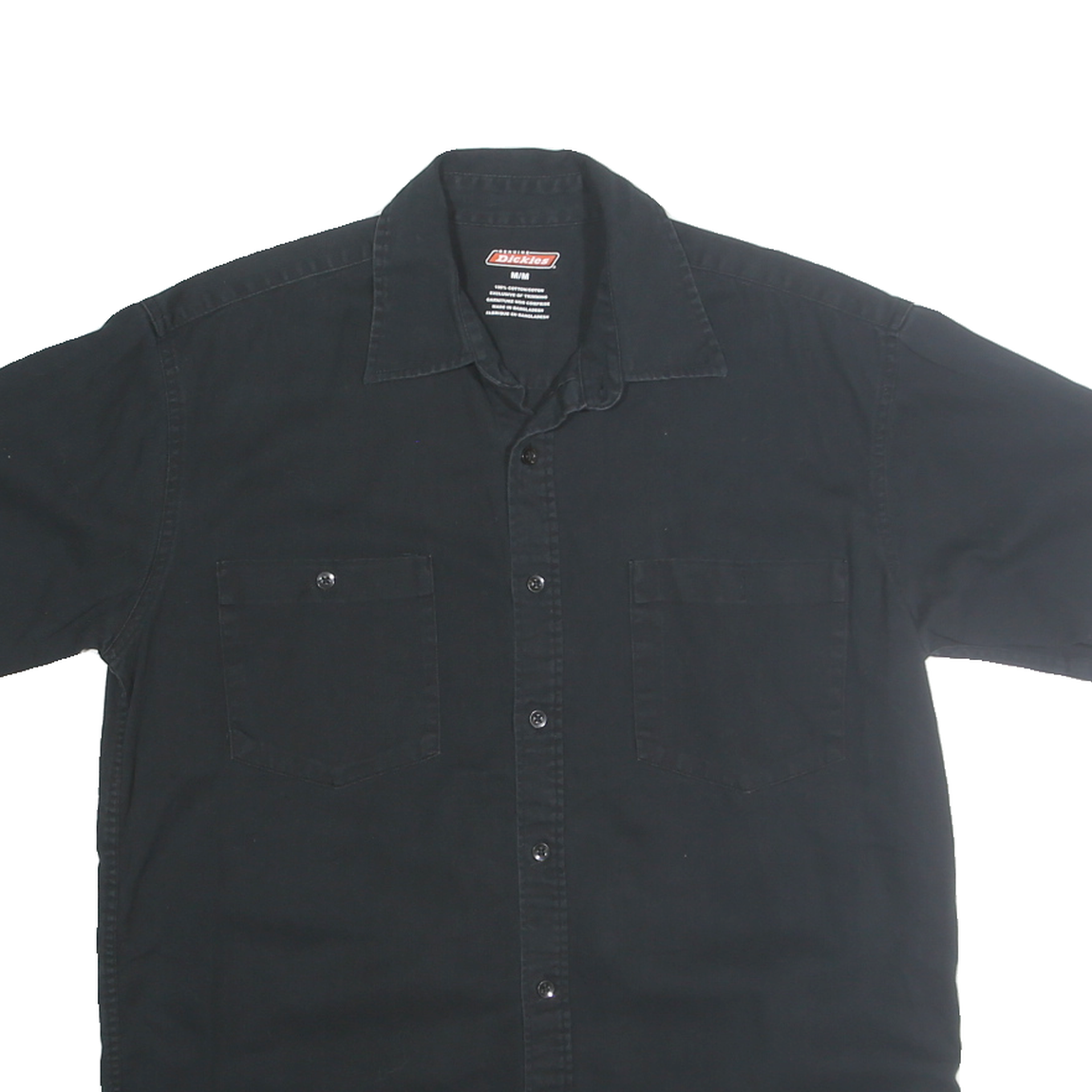 DICKIES Mens Black Work Shirt Short Sleeve Cotton Blend M Casual Durable
