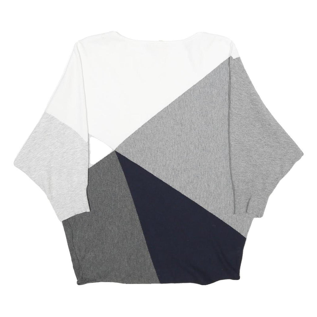 PHASE EIGHT Womens White Grey Navy Colourblock Plain Crew Neck Basic Knit M