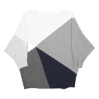 PHASE EIGHT Womens White Grey Navy Colourblock Plain Crew Neck Basic Knit M