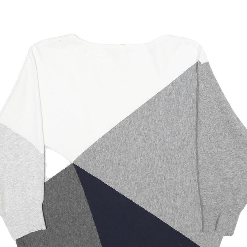 PHASE EIGHT Womens White Grey Navy Colourblock Plain Crew Neck Basic Knit M