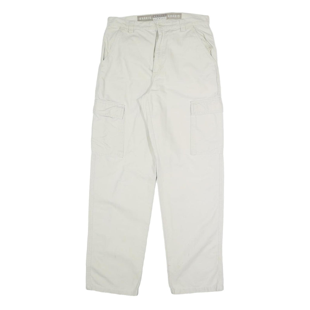 ANGELO LITRICO Mens Cotton Blend Beige Regular Fit Cargo Trousers W30 L31