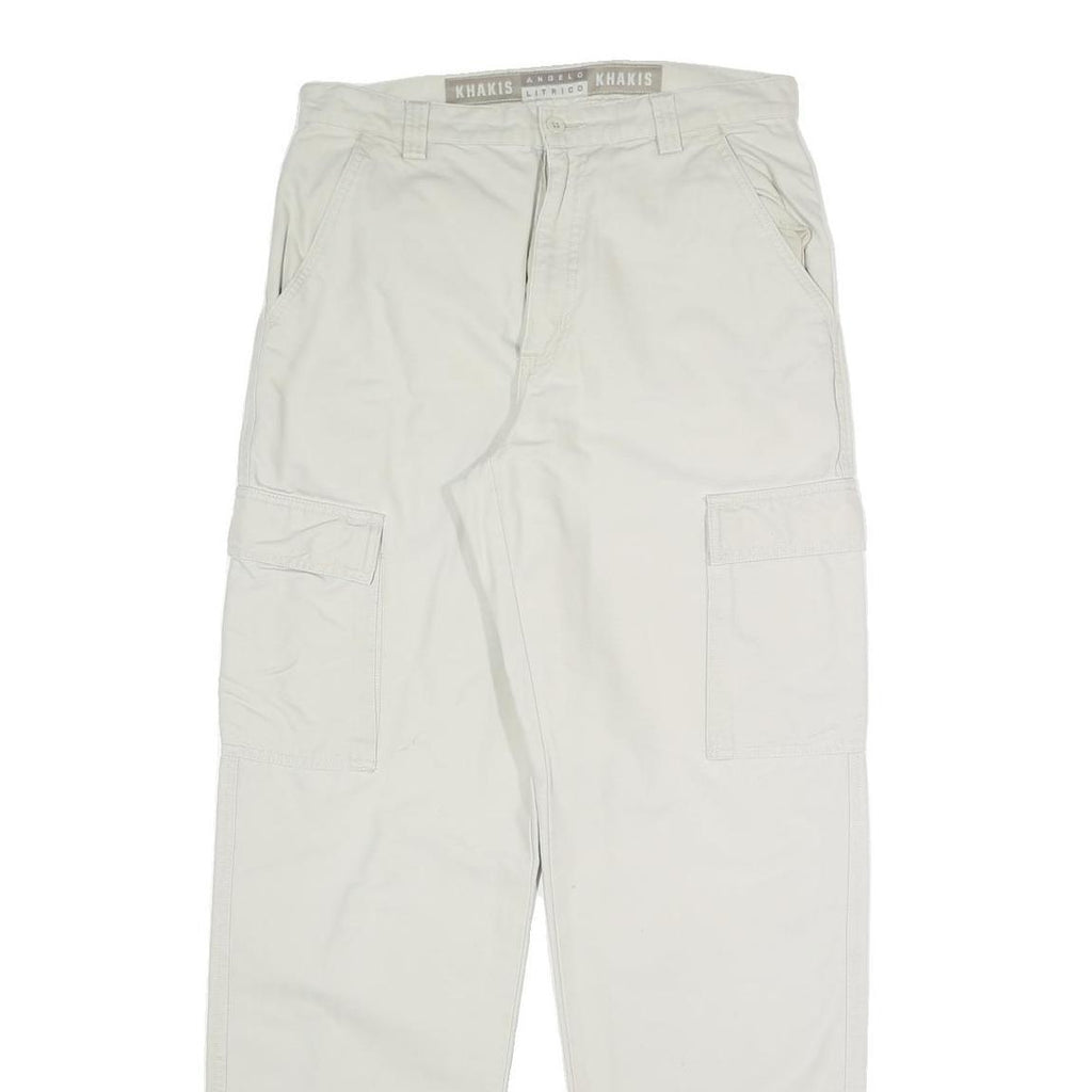 ANGELO LITRICO Mens Cotton Blend Beige Regular Fit Cargo Trousers W30 L31