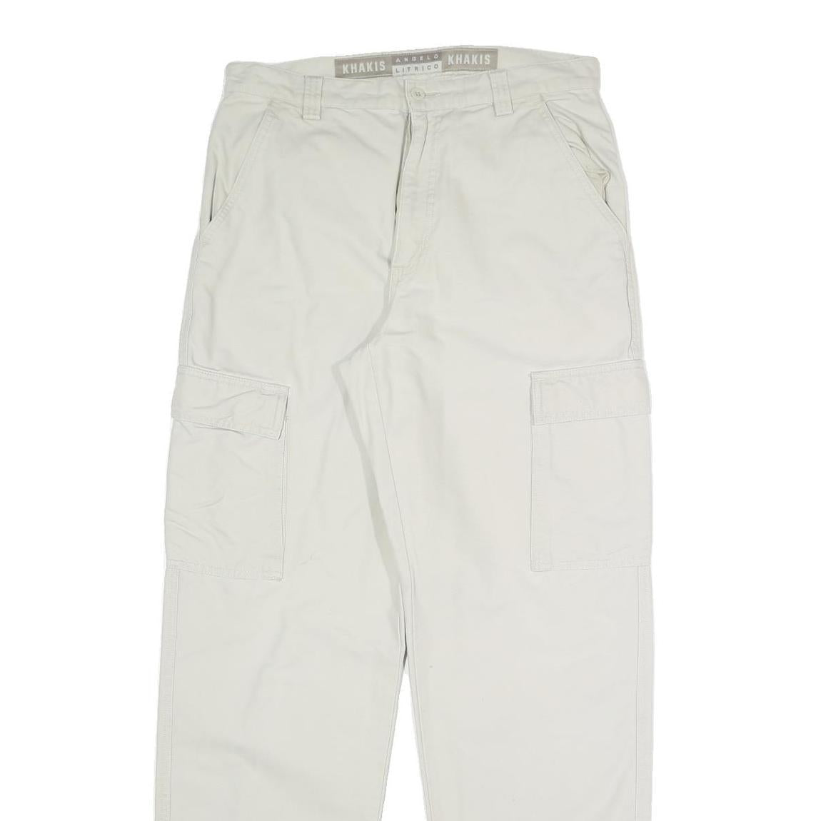 ANGELO LITRICO Mens Cotton Blend Beige Regular Fit Cargo Trousers W30 L31