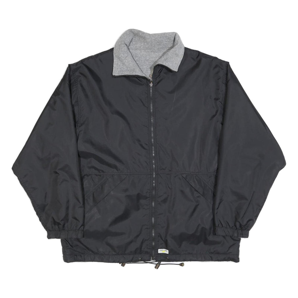 SWITCHER Mens Black Jacket L Polyester Blend Reversible Zip Plain Casual