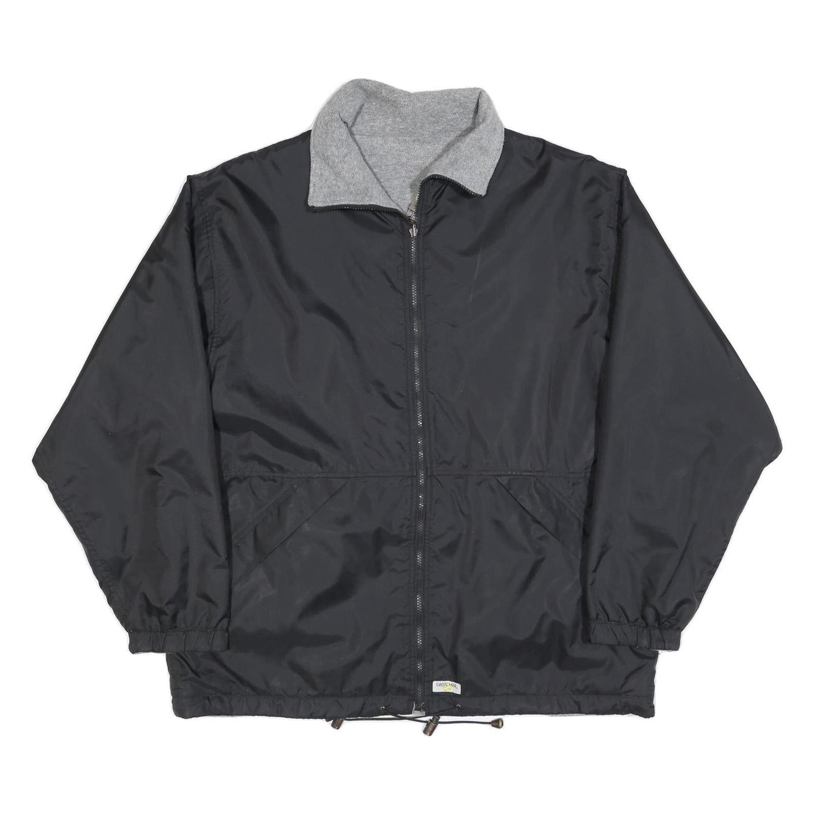 SWITCHER Mens Black Jacket L Polyester Blend Reversible Zip Plain Casual