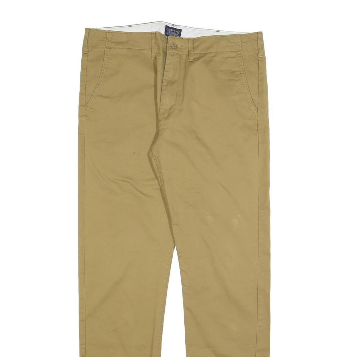 LEVI'S Mens Cotton Blend Beige Slim Straight Trousers W32 L31 Casual Zip