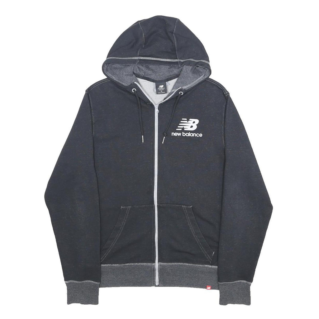 NEW BALANCE Mens Black Zip Up Hoodie M Logo Cotton Blend Casual