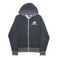 NEW BALANCE Mens Black Zip Up Hoodie M Logo Cotton Blend Casual