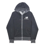 NEW BALANCE Mens Black Zip Up Hoodie M Logo Cotton Blend Casual