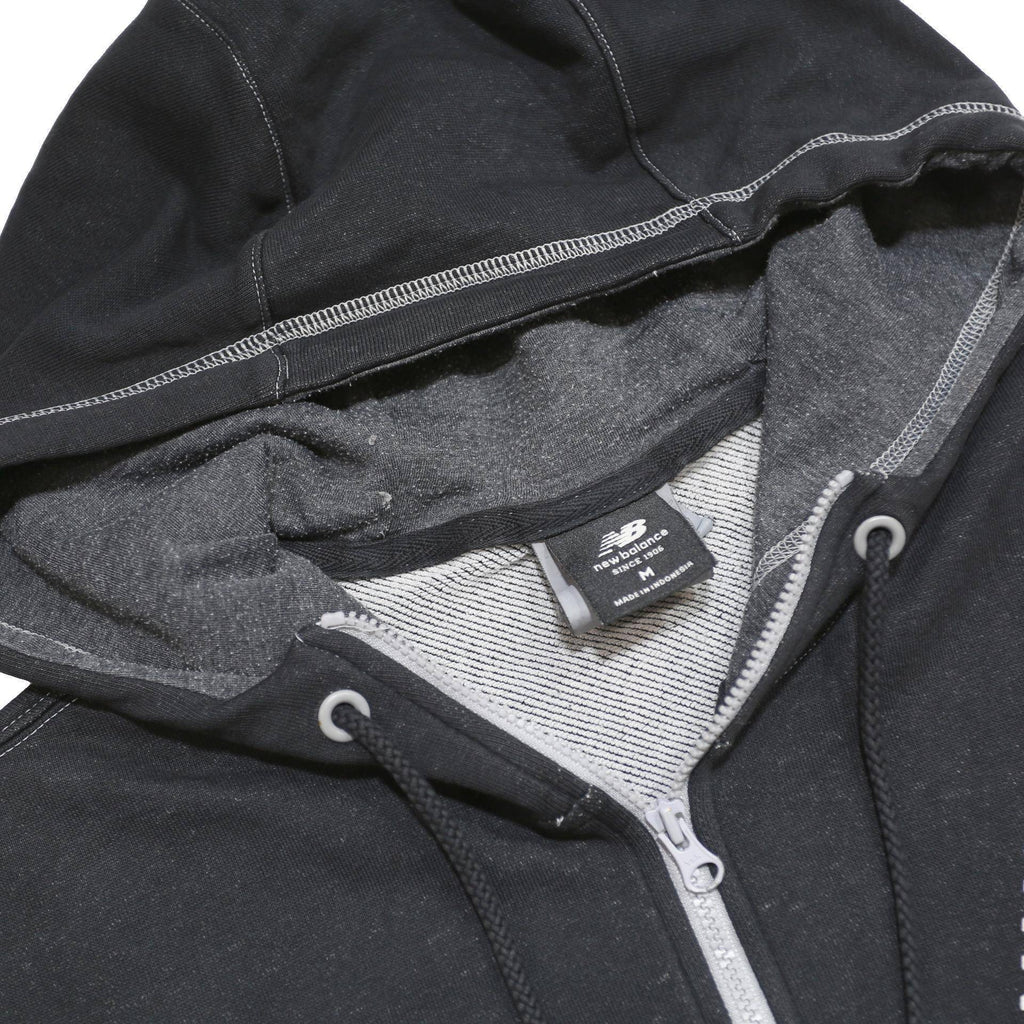 NEW BALANCE Mens Black Zip Up Hoodie M Logo Cotton Blend Casual