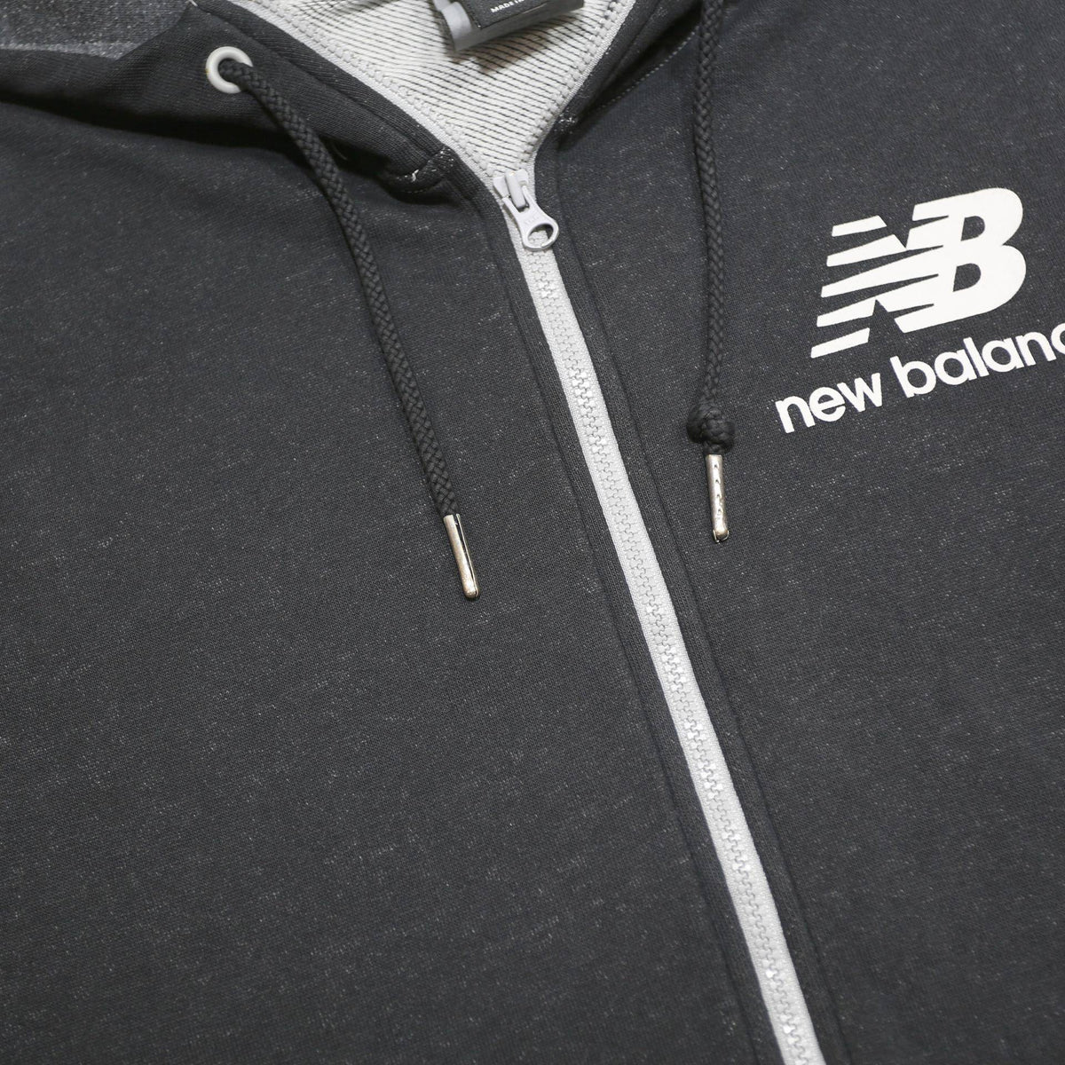 NEW BALANCE Mens Black Zip Up Hoodie M Logo Cotton Blend Casual