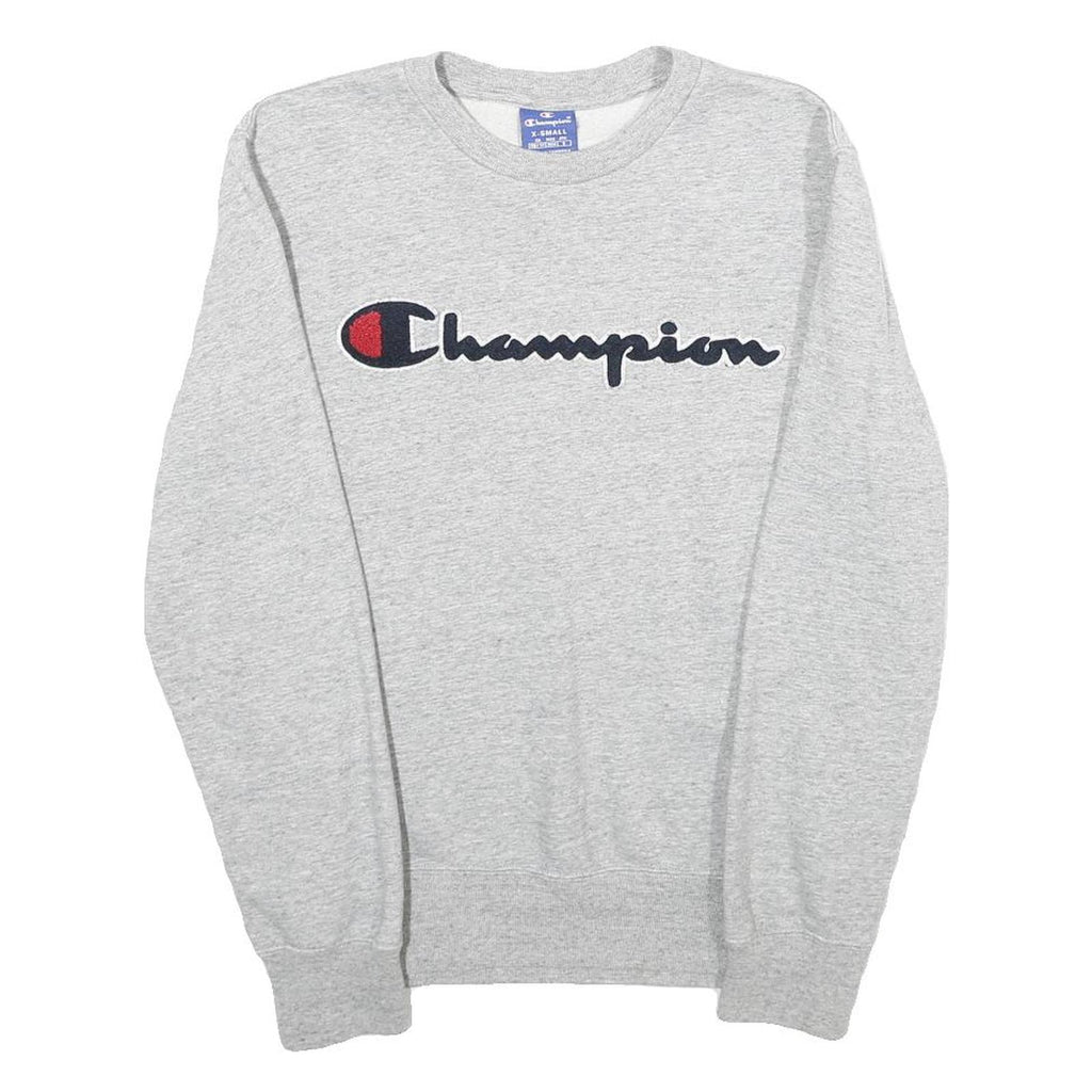 CHAMPION Mens Grey Cotton Blend Crew Neck XS Embroidered Logo Sweatshirt